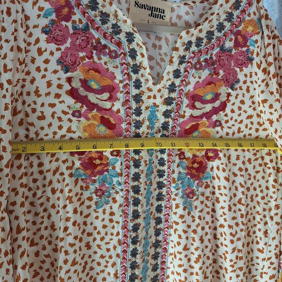 Savanna Jane Size L Long Bell Sleeved Pullover Boho Blouse - Picture 6 of 13